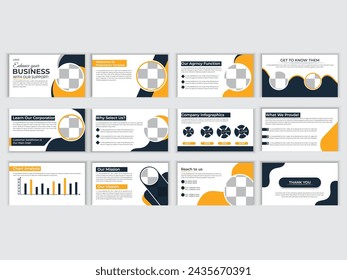 Powerpoint presentation templates set. Use for keynote presentation background, brochure design, website slider, landing page, annual report, company profile.