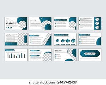 Powerpoint presentation templates set. Use for keynote presentation background, brochure design, website slider, landing page, annual report, company profile.