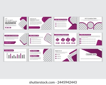 Powerpoint presentation templates set. Use for keynote presentation background, brochure design, website slider, landing page, annual report, company profile.