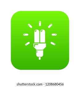 Powersave lamp icon green vector isolated on white background