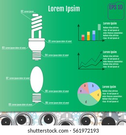 Powersave lamp infographic. Vector illustration