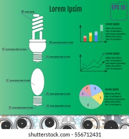 Powersave lamp infographics. Vector illustration