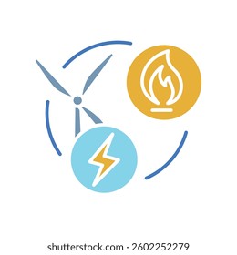 Power-to-Gas color flat icon.  Sign for web page, mobile app, button, logo. Vector isolated button. Editable stroke.