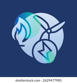 Power-to-Gas color glassmorphism illustration. Transparency blur elements. Ui layered design. Vector isolated element. 