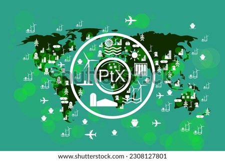 Power-to-X World Map - Vector Symbols for Power Generation, Conversion and Distribution