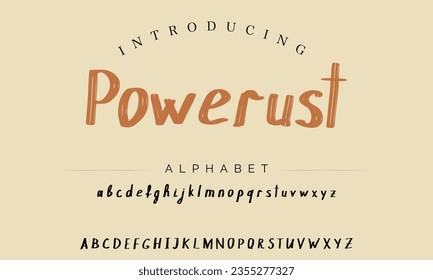 Alfabeto moderno de pincel vintage potente. Tipo Retro. Pincel único texturado en estilo alfabeto. Alfabeto vector. Letras personalizadas exclusivas.