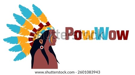 PowWow background banner or poster design template. observed every year in  April. Holiday concept. Use to any Template, card, poster, placard, template.
