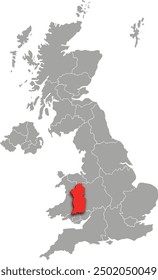 powys map ADMINISTRATIVE DIVISIONS of UNITED KINGDOM 3d isometric map