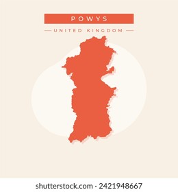 Powys (United Kingdom, Wales, Cymru, Principal areas of Wales) map vector illustration, scribble sketch County of Powys map