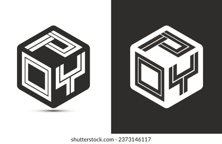 POY letter logo design with illustrator cube logo, vector logo modern alphabet font overlap style. Premium Business logo icon. White color on black background