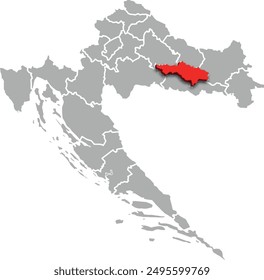 POZEGA SLAVONIA KOTAR map county of CROATIA 3d isometric map