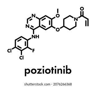 Molécula de fármaco contra el cáncer de Poziotinib. Fórmula esquelética.