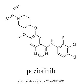 Molécula de fármaco contra el cáncer de Poziotinib. Fórmula esquelética.