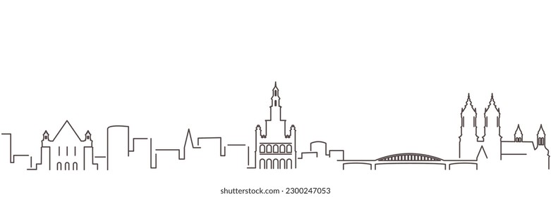 Poznan Dark Line Simple Minimalist Skyline With White Background