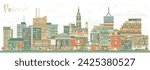 Poznan Poland City Skyline with Color Buildings. Vector Illustration. Poznan Cityscape with Landmarks. Business Travel and Tourism Concept with Historic Architecture.