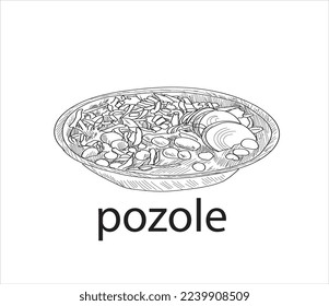 Pozole mexican food vector. Best Mexican Dishes. Latin american food illustration