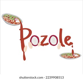 Pozole mexican food vector. Best Mexican Dishes. Latin american food illustration