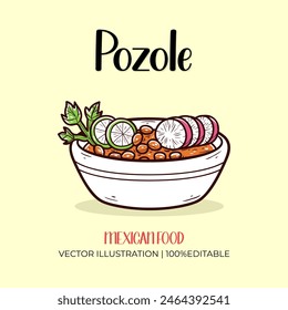 Pozole mexican food vector illustration