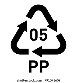 PP 05 recycling code symbol. Plastic recycling vector polypropylene sign.