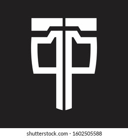 PP Abstract logo monogram with emblem style isolated on black background