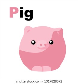 Pp. Alphabet. Pig. Vector illustration
