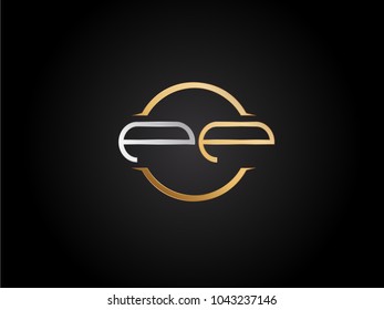 PP circle Shape Letter logo Design in silver gold color