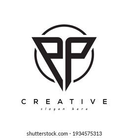 PP creative letter logo with gamming look
