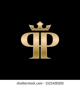 PP gold letters logo. Vector