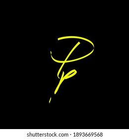 Pp handwritten logo for identity Black background