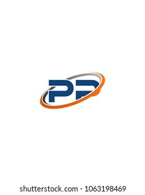 PP initial company blue orange swoosh logo