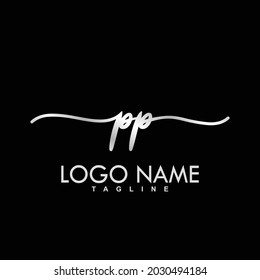 PP Initial Handwriting Logo Design Vector