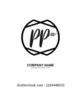 PP Initial Handwriting Logo Template Vector 
