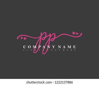 PP Initial handwriting logo vector