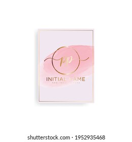 PP Initial handwriting logo vector. Hand lettering Watercolor background for designs.