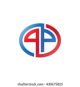PP initial letters looping linked ellipse logo red blue