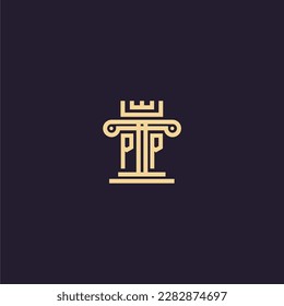 PP initial monogram logo for lawfirm with pillar  crown image design