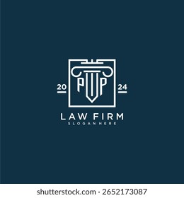 PP initial monogram logo for lawfirm with pillar design in creative square