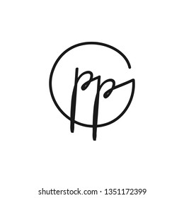 PP initial signature logo. handwriting logo template vector,