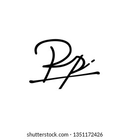 PP initial signature logo. handwriting logo template vector,