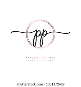 PP initial signature logo. handwriting logo template vector,