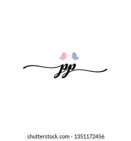 PP initial signature logo. handwriting logo template vector,
