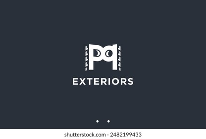 pp letter with exterior building logo design vector silhouette illustration