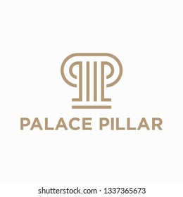 PP Letter Initial Pillar Shape Logo Design