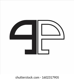PP Letter logo monogram with oval shape negative space design template white background
