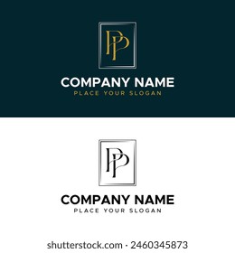 PP Letter Monogram Gold Minimalist Vector Logo