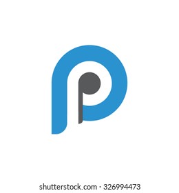 pp letter rounded letter logo blue