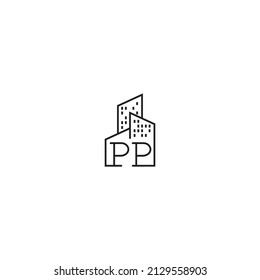 PP line concept logo in high quality professional design that will be best for companies related to real estate