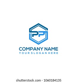PP logo letter initial, Abstract polygonal Background Logo,