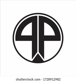 PP Logo monogram circle with piece ribbon style on white background