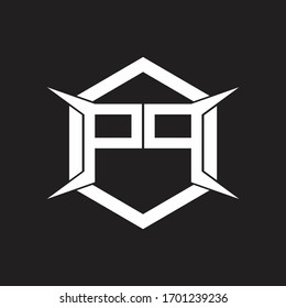 PP Logo monogram with hexagon and four taper shape design template